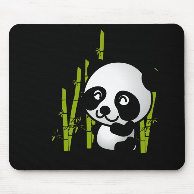 Cute black and white panda bear in a bamboo grove. mouse pad (Front)