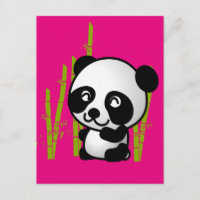 Cute black and white panda bear in a bamboo grove.