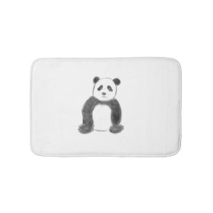 Cute black and white panda sketch bath mat