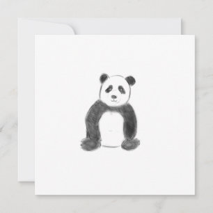 Cute black and white panda sketch card