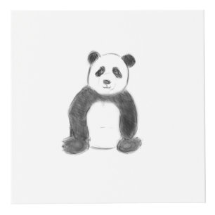 Cute black and white panda sketch cube
