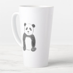 Cute black and white panda sketch latte mug