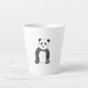 Cute black and white panda sketch latte mug