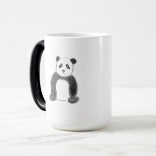 Cute black and white panda sketch magic mug