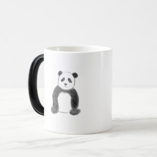 Cute black and white panda sketch magic mug