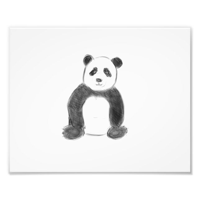 Cute black and white panda sketch photo print (Front)