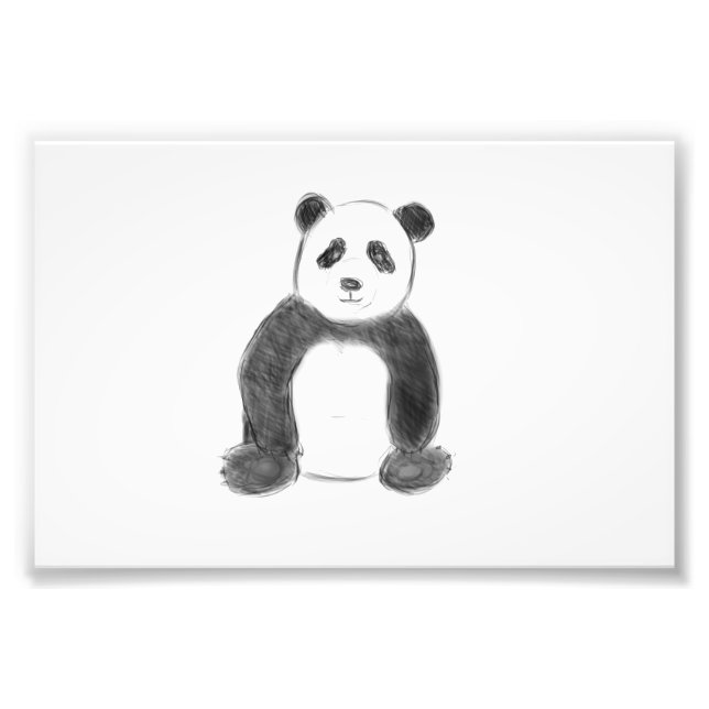 Cute black and white panda sketch photo print (Front)