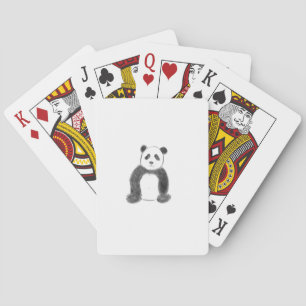 Cute black and white panda sketch playing cards