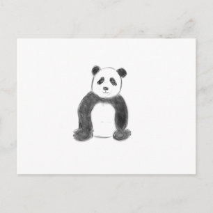 Cute black and white panda sketch postcard