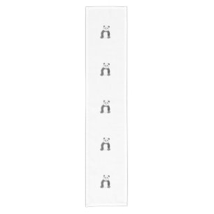 Cute black and white panda sketch short table runner