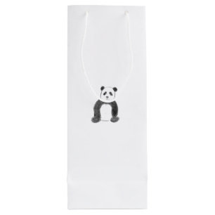 Cute black and white panda sketch wine gift bag