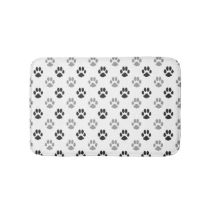 Cute Black And White Paw Prints Pattern Bath Mat