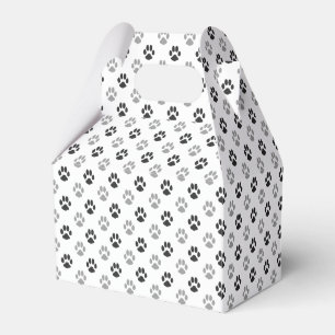 Cute Black And White Paw Prints Pattern Favor Box