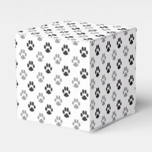 Cute Black And White Paw Prints Pattern Favor Box