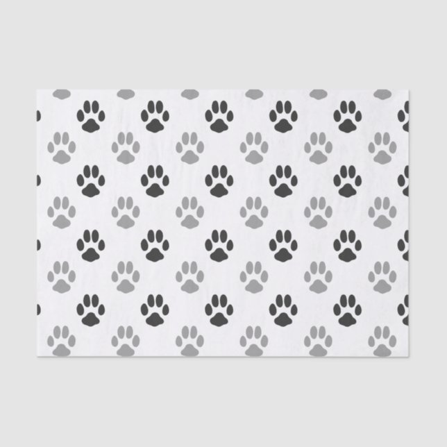 Cute Black And White Paw Prints Pattern Tissue Paper (Front)