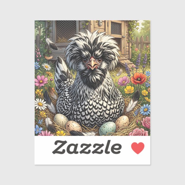 Cute Black and  White Polish Chicken (Sheet)