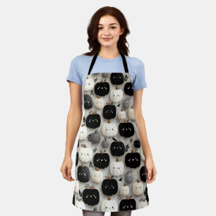 Cute Black and White Pumpkin Fall Pattern Apron