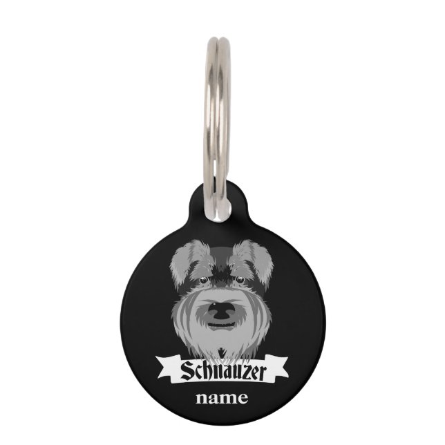 Cute Black and White Schnauzer Pet Tag (Front)