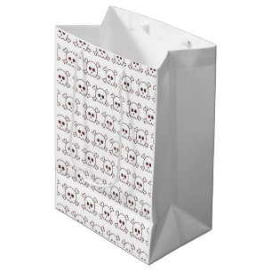 Cute Black and White Skulls Halloween Medium Gift Bag