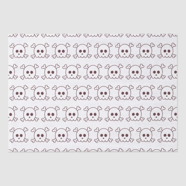 Cute Black and White Skulls Halloween Tissue Paper (Front)