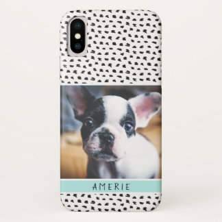 Cute Black and White Splotches Pet Photo | Aqua Case-Mate iPhone Case