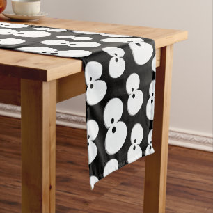Cute Black and White Spooky Eyes Halloween Short Table Runner