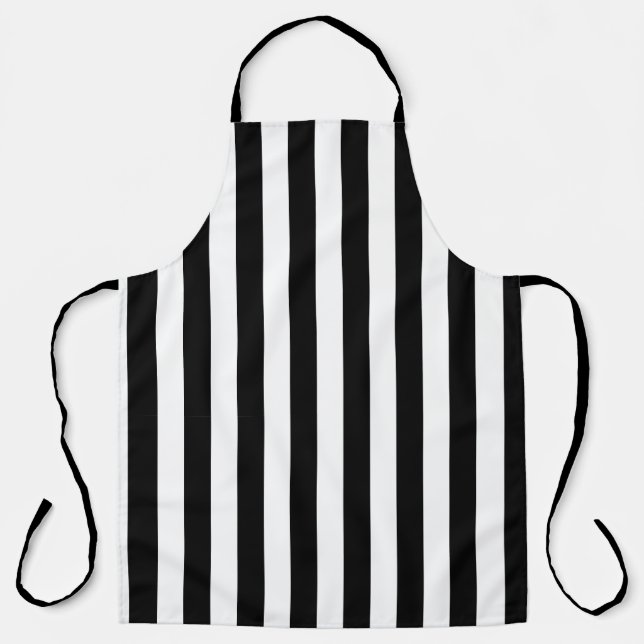 Cute Black and White Stripe Pattern Apron (Front)
