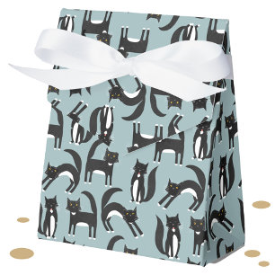 Cute Black and White Tuxedo Cat Pattern Favor Box