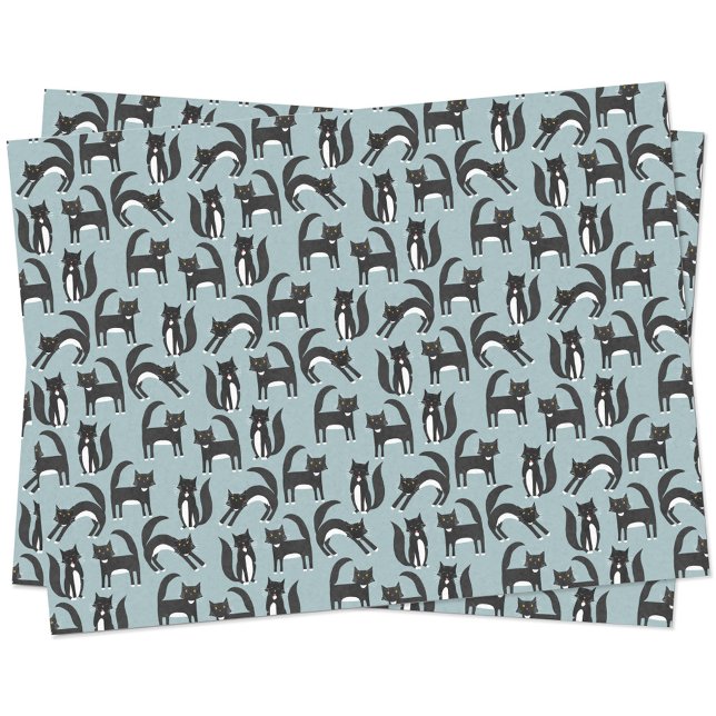 Cute Black and White Tuxedo Cat Pattern Tissue Paper (Black and white Tuxedo Cat pattern tissue paper)