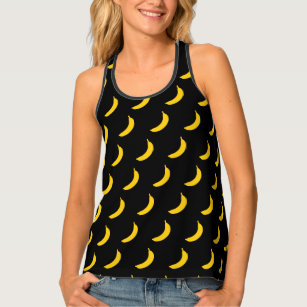 Cute black and yellow banana print women's tank top