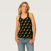 Cute black and yellow banana print women's tank top (Front Full)