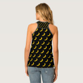 Cute black and yellow banana print women's tank top (Back Full)
