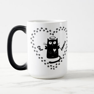 Cute Black Angel Cat Lovers Heart Mug