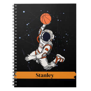 Cute Black Astronaut Outer Space Galaxy Basketball Notebook