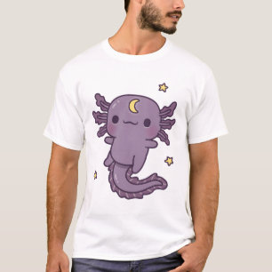 Cute Black Axolotl With Crescent Moon Symbol T-Shirt