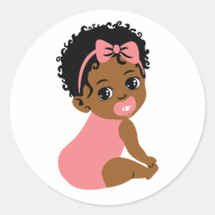 Cute Black Baby Girl in Romper Sticker