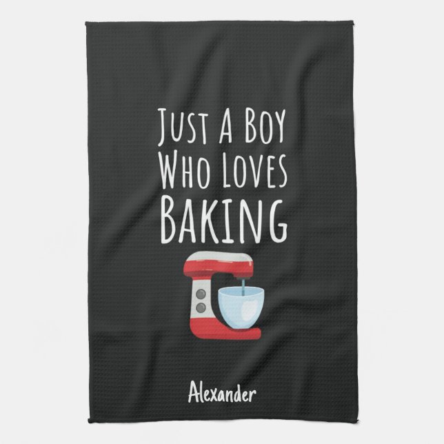 Cute Black Baking Gifts For Kids Baby Boys Baker Kitchen Towel (Vertical)