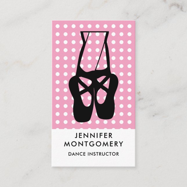 Cute Black Ballet Slippers En Pointe Business Card (Front)