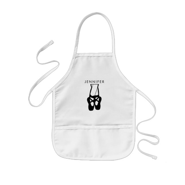Cute Black Ballet Slippers En Pointe Kids Apron (Front)