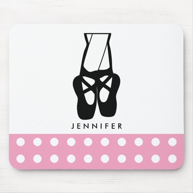 Cute Black Ballet Slippers En Pointe Mouse Pad (Front)