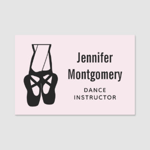 Cute Black Ballet Slippers En Pointe Name Tag
