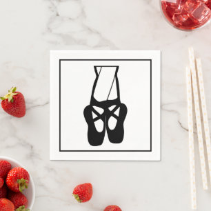 Cute Black Ballet Slippers En Pointe Napkin