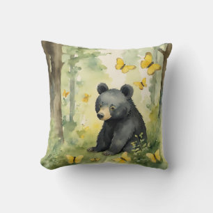 Cute Black Bear Gender Neutral Throw Pillow