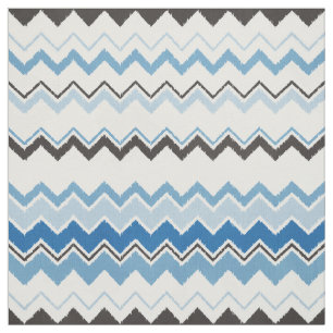 Cute black blue and white ikat chevron pattern fabric