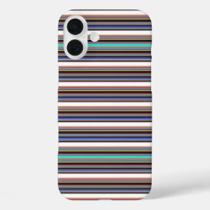 Cute black blue stripes iPhone 16 plus case