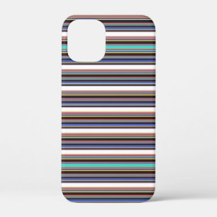 Cute black blue stripes iPhone 12 mini case