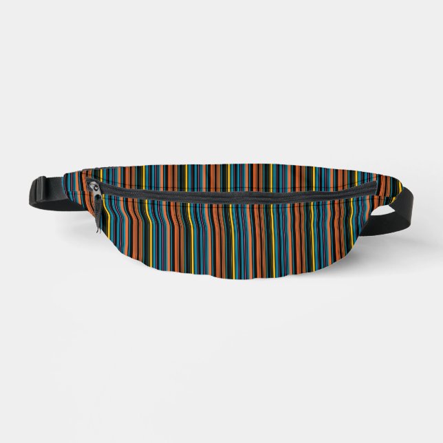 Cute black blue stripes fanny pack (Front)