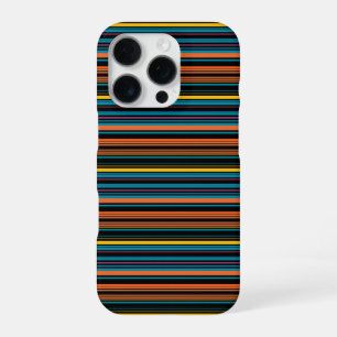 Cute black blue stripes iPhone 16 pro case