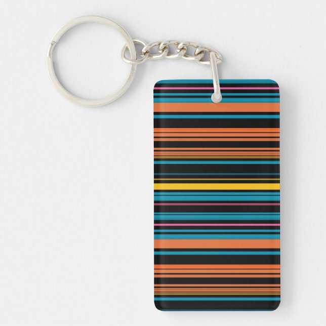 Cute black blue stripes keychain (Front)