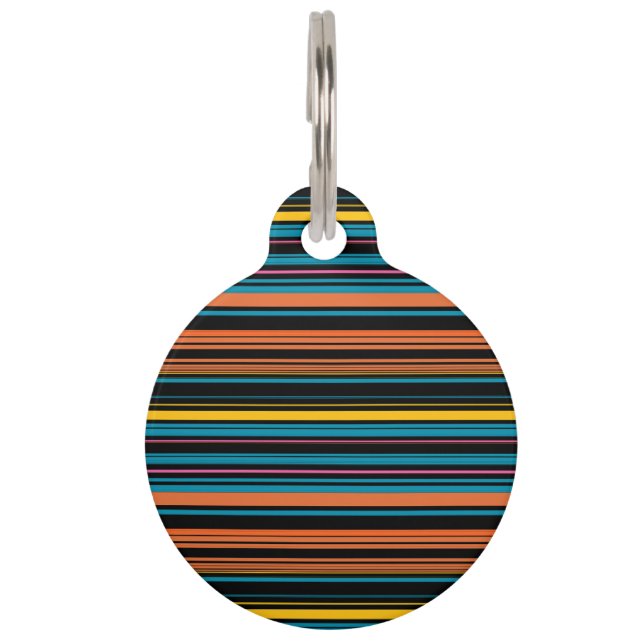 Cute black blue stripes pet tag (Front)